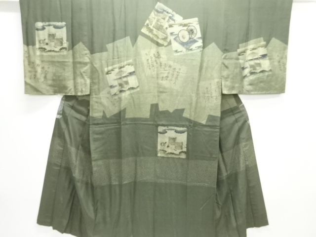JAPANESE KIMONO / ANTIQUE MENS JUBAN / SILK / SHIKISHI PATTERN